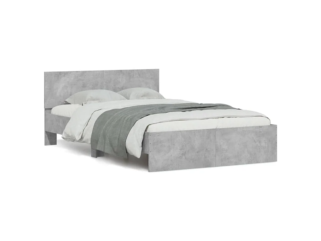 Bedframe met hoofdeinde betongrijs 135x190 cm