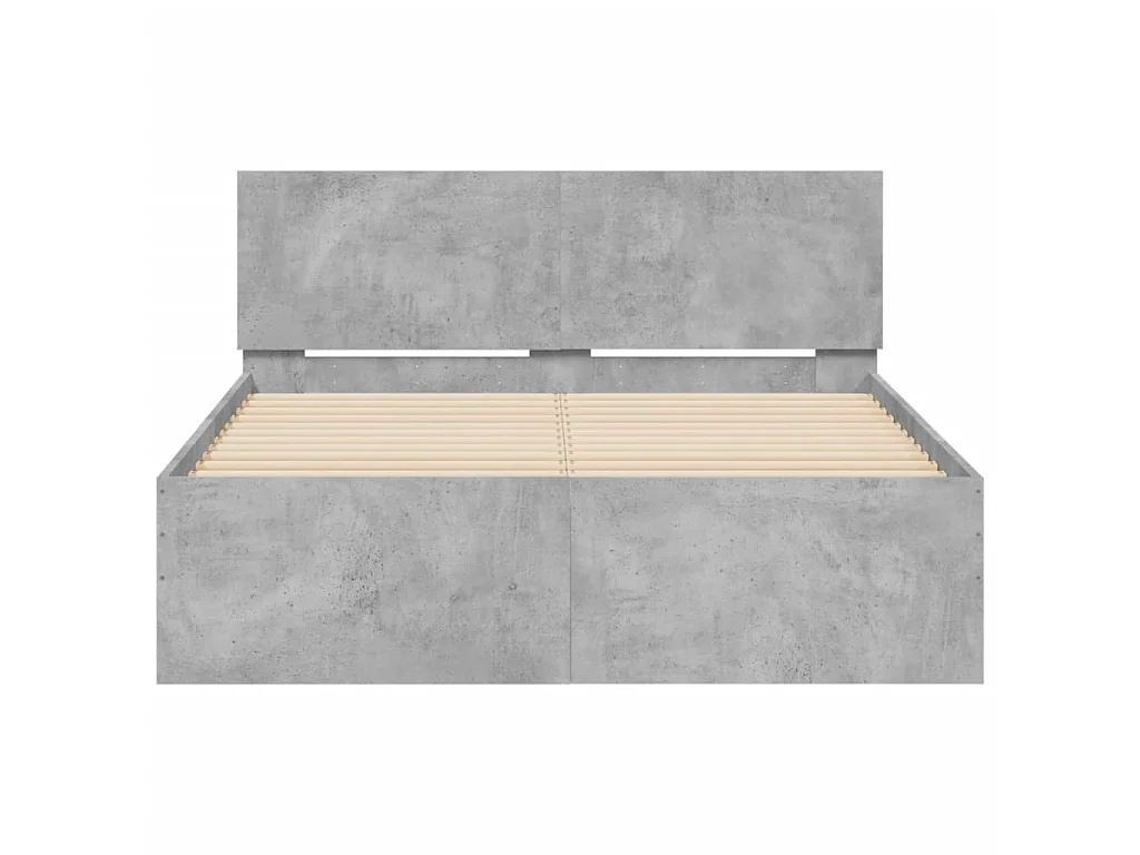 Bedframe met hoofdeinde betongrijs 135x190 cm
