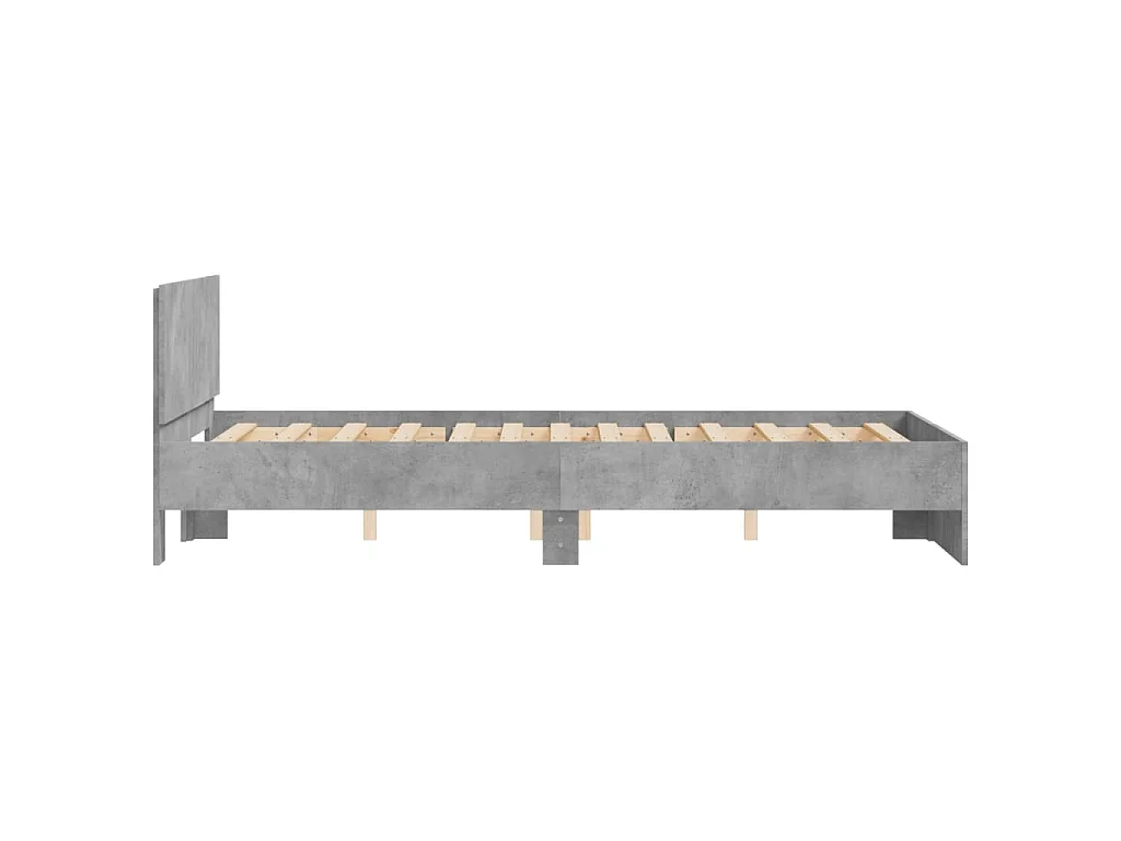 Bedframe met hoofdeinde betongrijs 135x190 cm