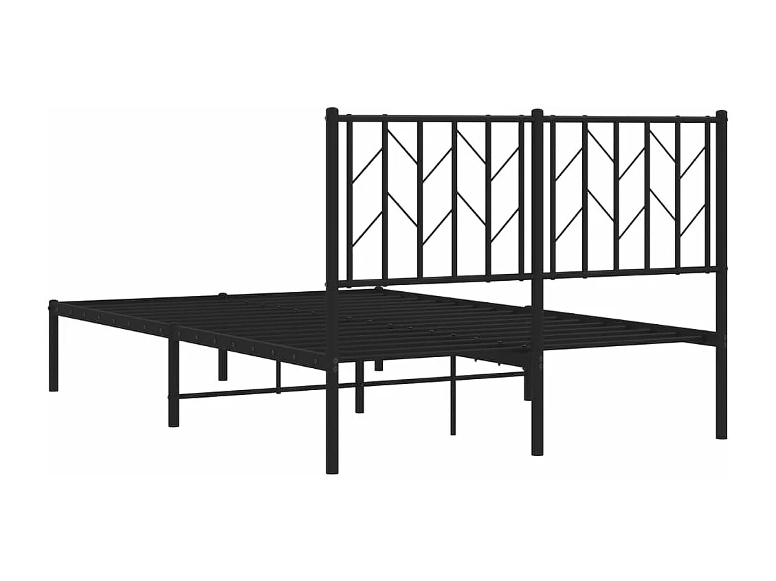 Cadre de lit métal sans matelas avec tête de lit noir 120x190cm