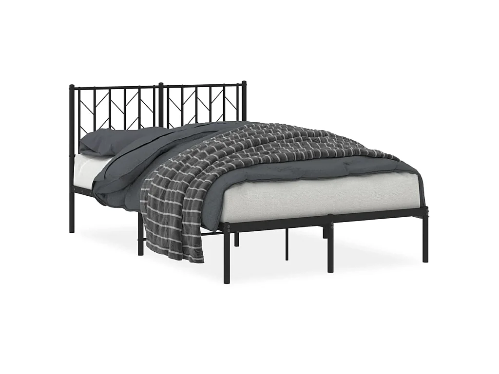 Cadre de lit métal sans matelas avec tête de lit noir 120x190cm