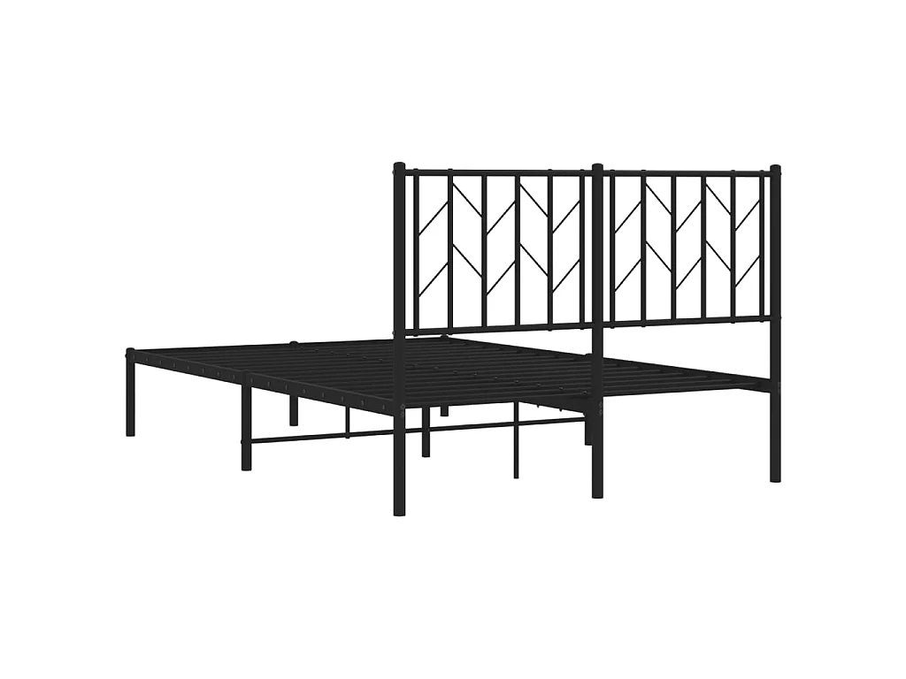 Cadre de lit métal sans matelas avec tête de lit noir 120x190cm