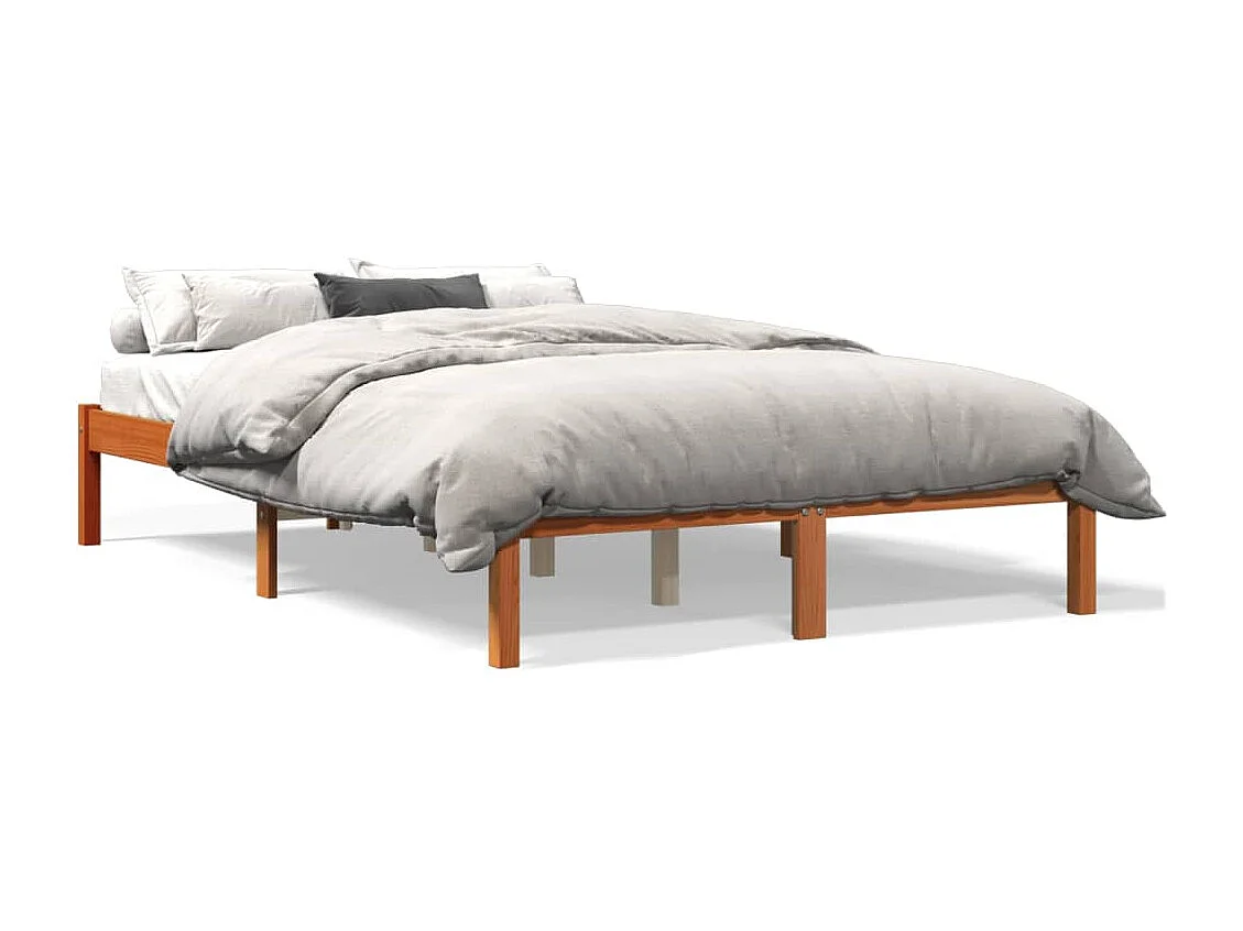 Cadre de lit sans matelas cire marron 135x190cm bois pin massif