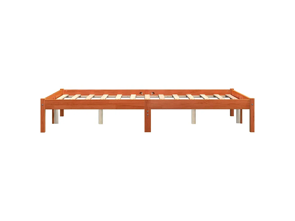 Cadre de lit sans matelas cire marron 135x190cm bois pin massif