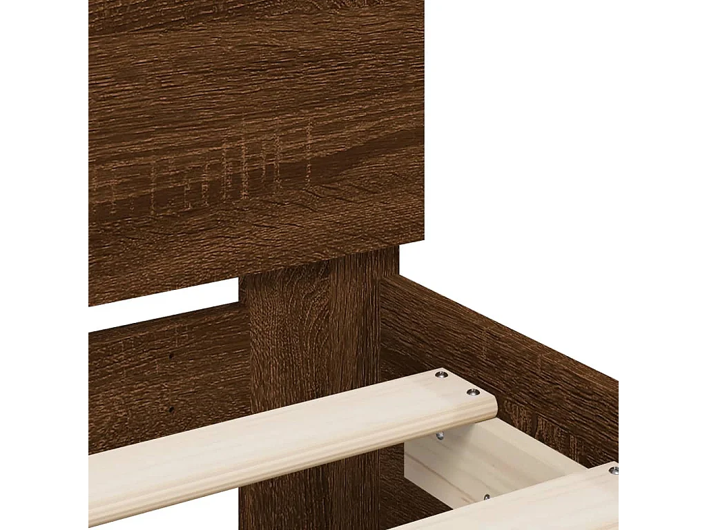 Cadre de lit avec LED sans matelas chêne marron 180x200 cm