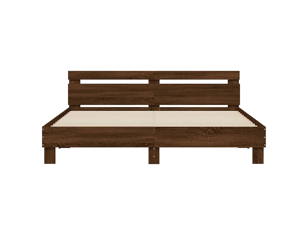 Cadre de lit avec LED sans matelas chêne marron 180x200 cm
