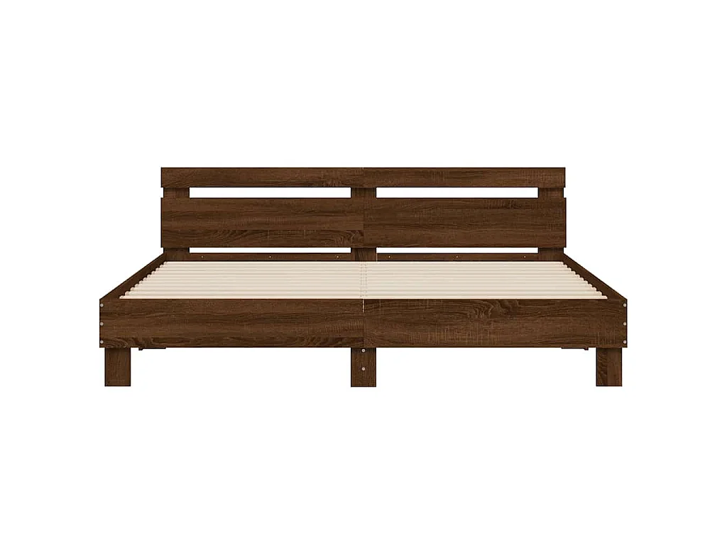 Cadre de lit avec LED sans matelas chêne marron 180x200 cm