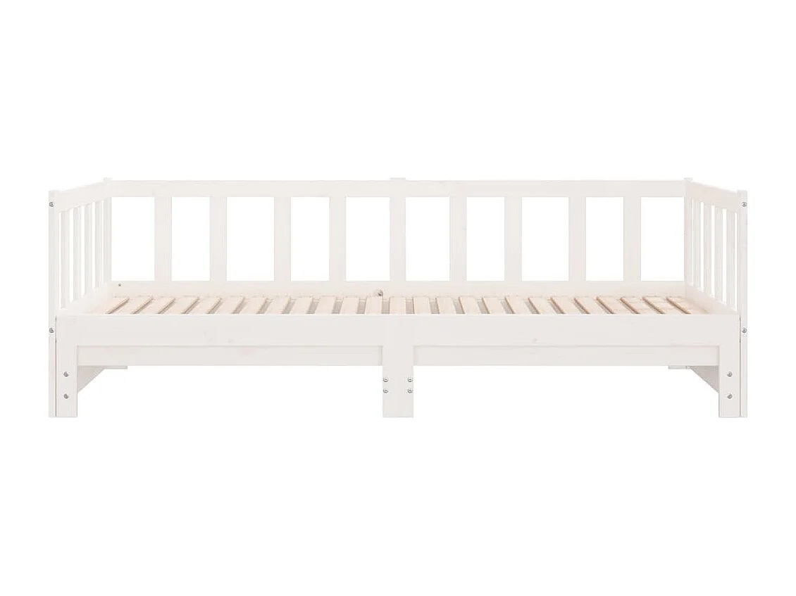 Slaapbank met onderschuifbed 80x200 cm massief grenenhout wit
