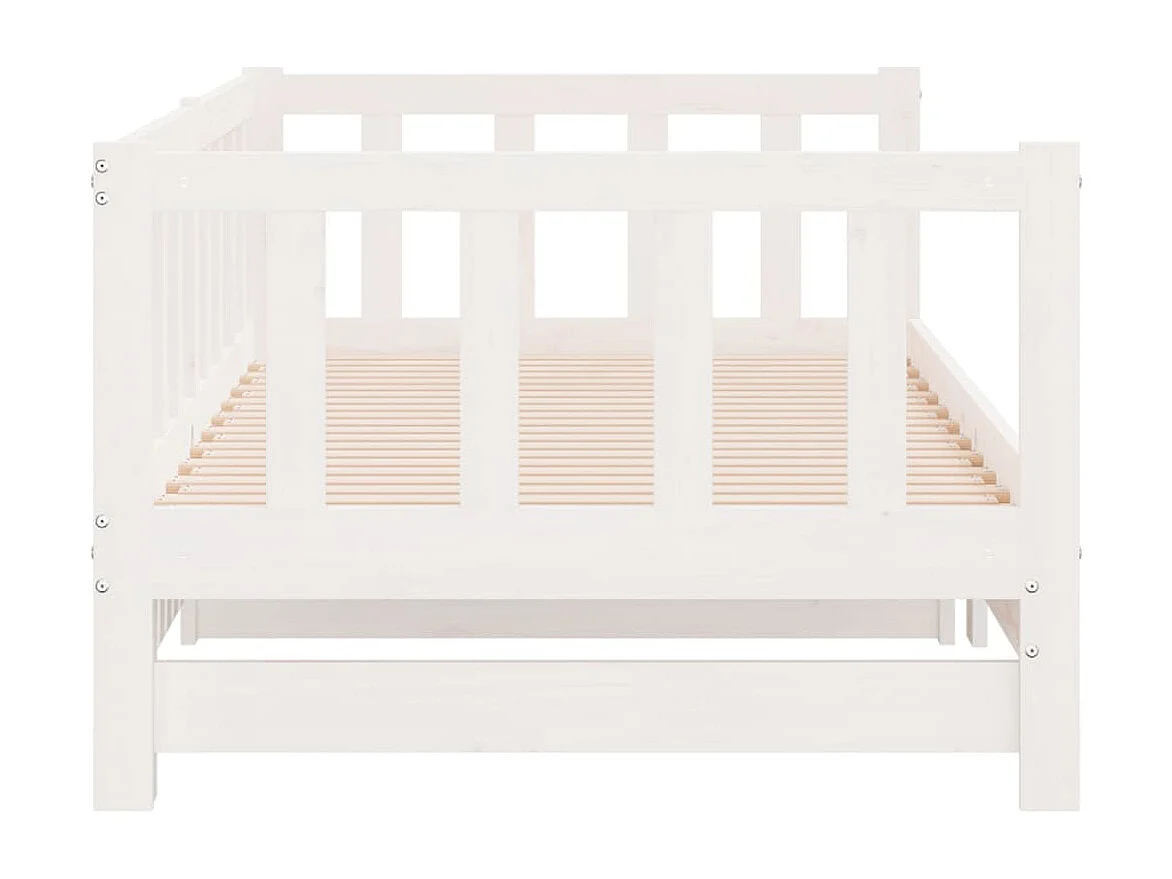 Slaapbank met onderschuifbed 80x200 cm massief grenenhout wit