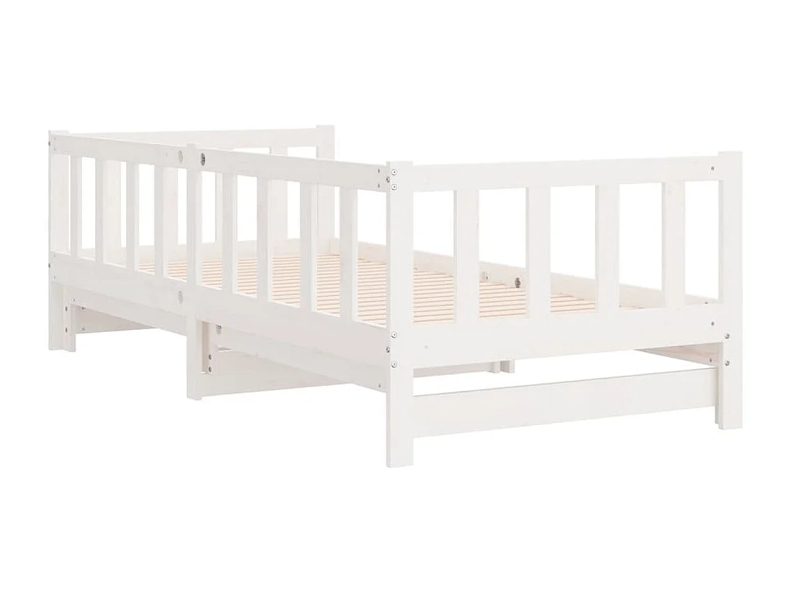 Slaapbank met onderschuifbed 80x200 cm massief grenenhout wit