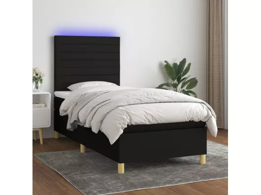 Kauf Unique Boxspringbett mit Matratze & LED Schwarz 90x190 cm Stoff