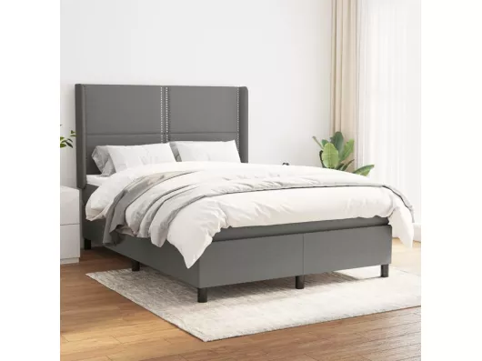 Kauf Unique Boxspringbett mit Matratze Dunkelgrau 140x190 cm Stoff