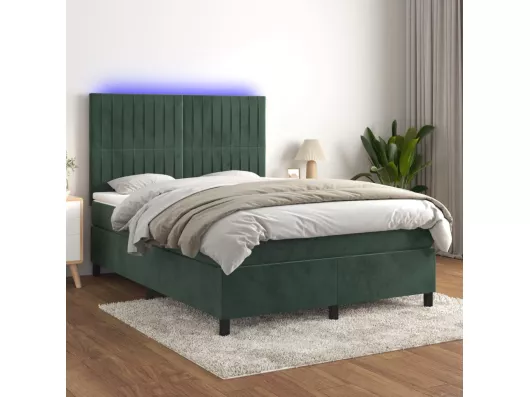 Kauf Unique Boxspringbett mit Matratze & LED Dunkelgrün 140x190 cm Samt