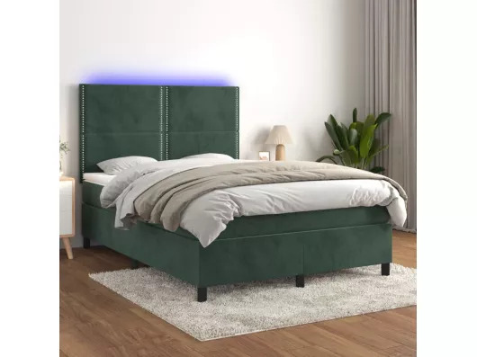 Kauf Unique Boxspringbett mit Matratze & LED Dunkelgrün 140x190 cm Samt