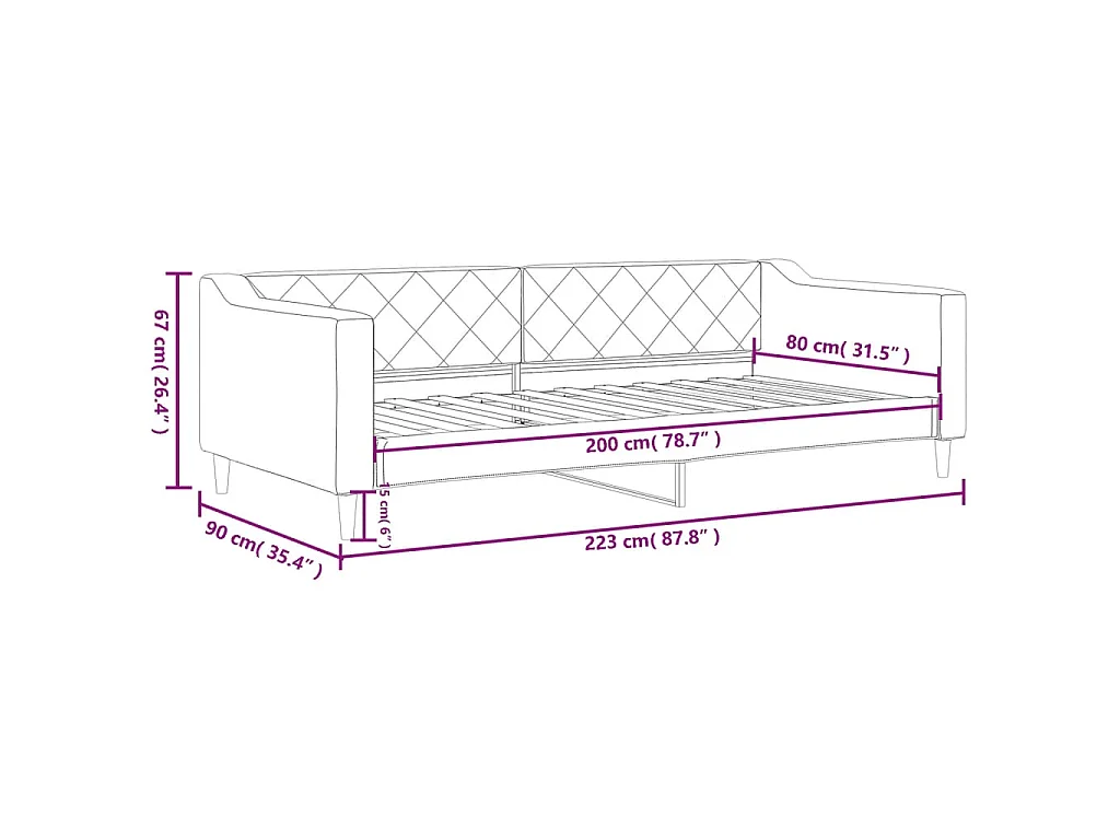 Slaapbank 80x200 cm stof zwart