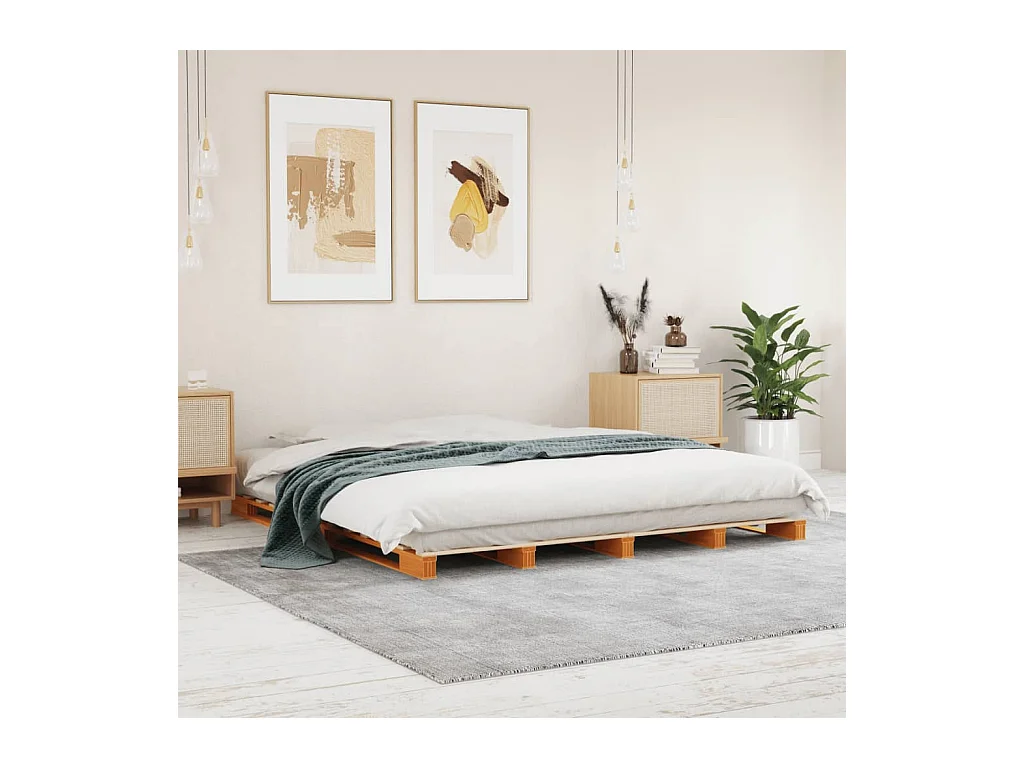 Palettenbett Wachsbraun 180x200 cm Massivholz Kiefer