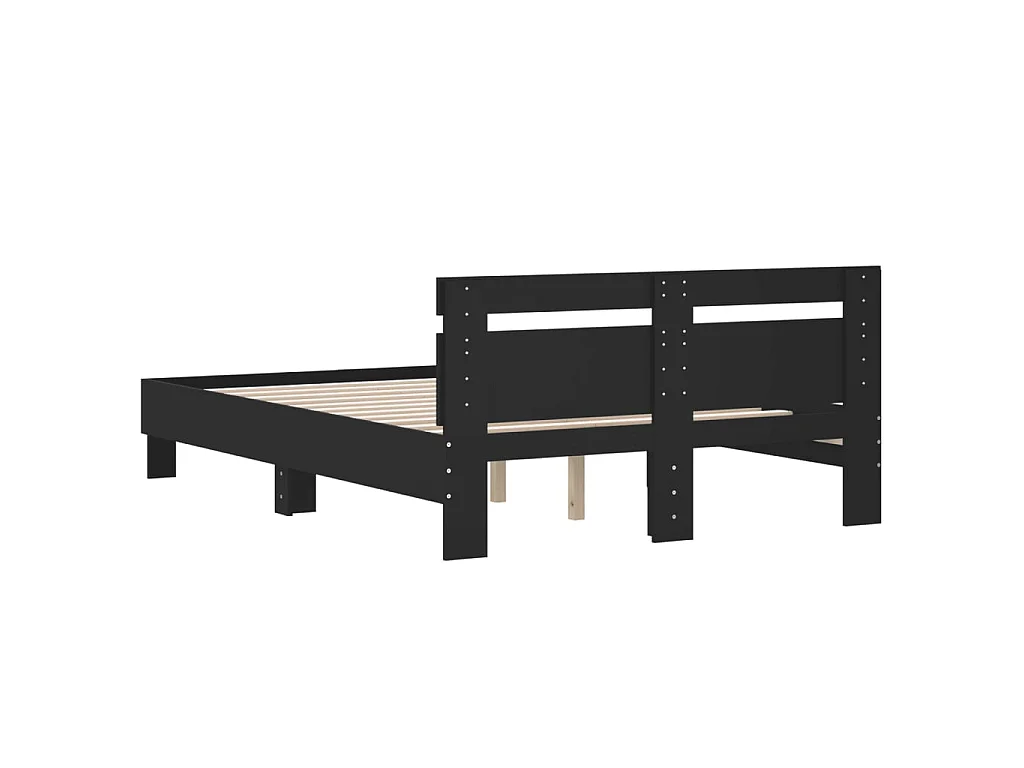 Giroletto con Testiera Nero 120x190 cm in Legno Multistrato