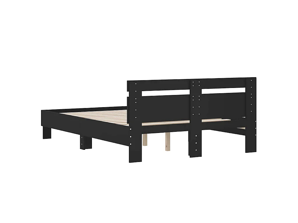 Giroletto con Testiera Nero 120x190 cm in Legno Multistrato