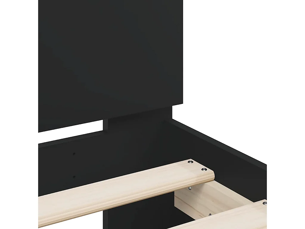 Giroletto con Testiera Nero 120x190 cm in Legno Multistrato