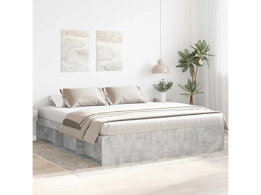 Bedframe betongrijs 200x200 cm