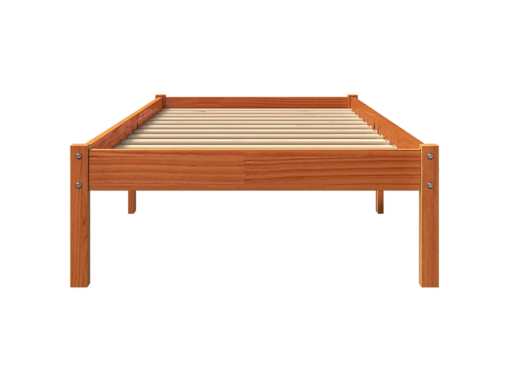 Cadre de lit sans matelas cire marron 90x190 cm bois pin massif