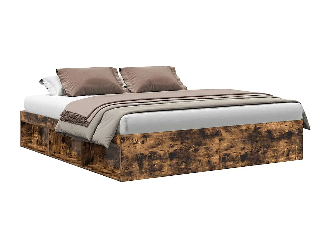Cadre de lit sans matelas chêne fumé 180x200 cm