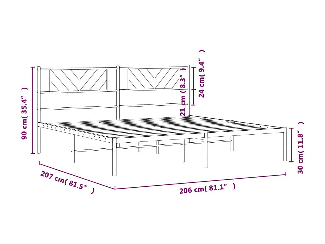 Estrutura de cama com cabeceira 200x200 cm metal branco