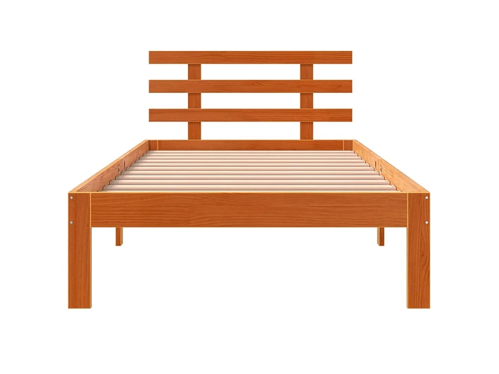 Cadre de lit sans matelas cire marron 75x190 cm bois pin massif