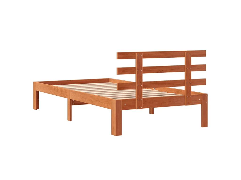 Cadre de lit sans matelas cire marron 75x190 cm bois pin massif