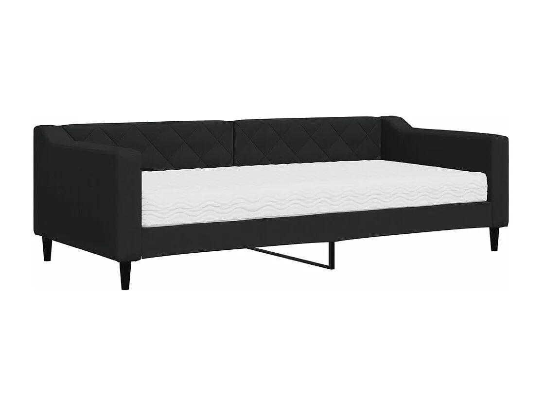 Lit de jour avec matelas noir 90x200 cm tissu
