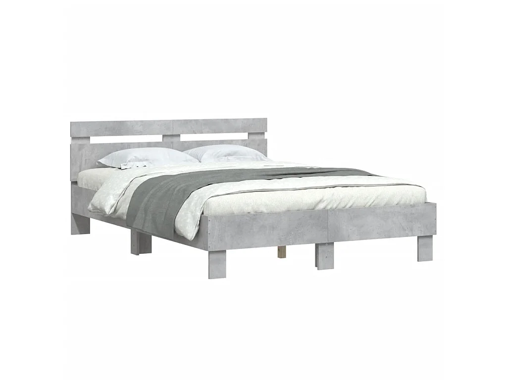 Cadre de lit avec LED sans matelas gris béton 120x200 cm