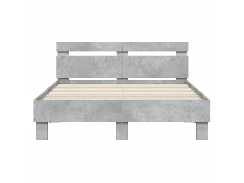 Cadre de lit avec LED sans matelas gris béton 120x200 cm