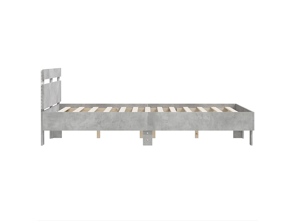 Cadre de lit avec LED sans matelas gris béton 120x200 cm