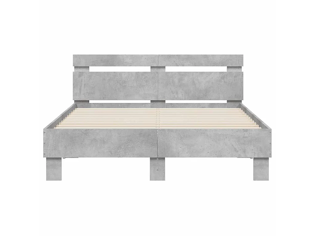 Bedframe met hoofdeinde en LED betongrijs 120x200 cm