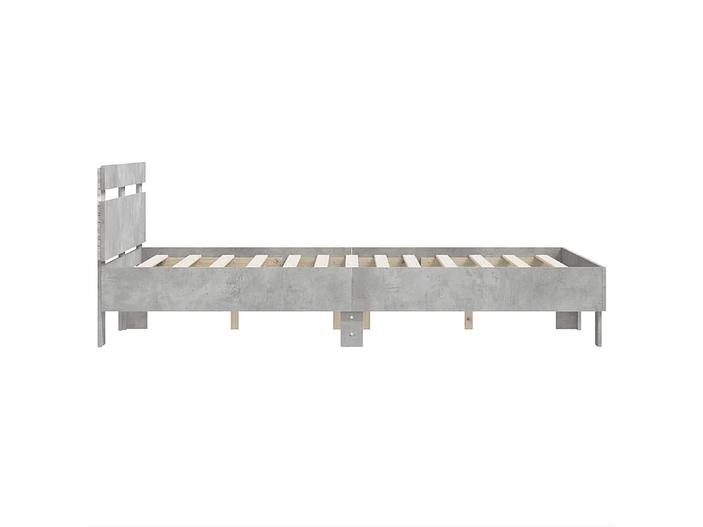 Bedframe met hoofdeinde en LED betongrijs 120x200 cm