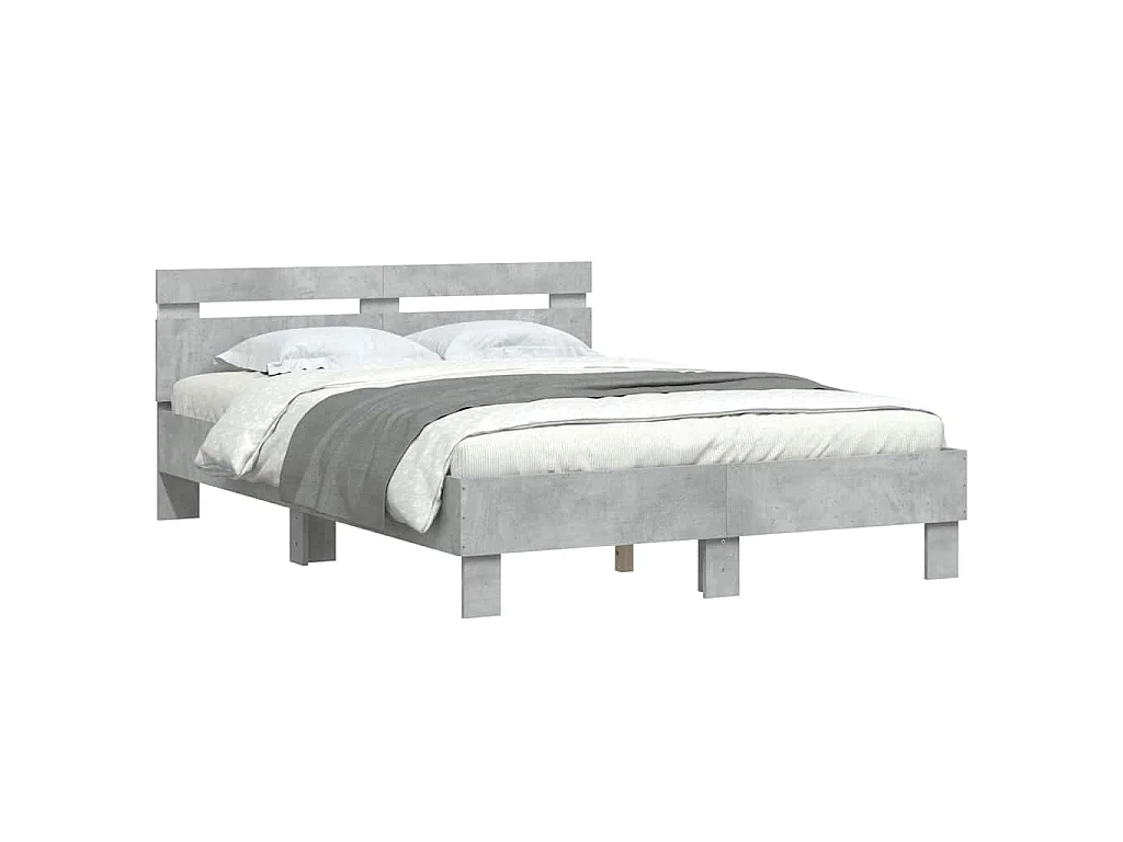 Cadre de lit avec LED sans matelas gris béton 120x200 cm