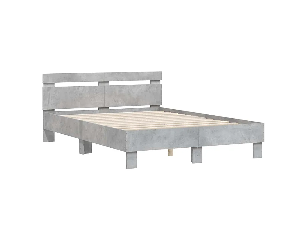 Cadre de lit avec LED sans matelas gris béton 120x200 cm