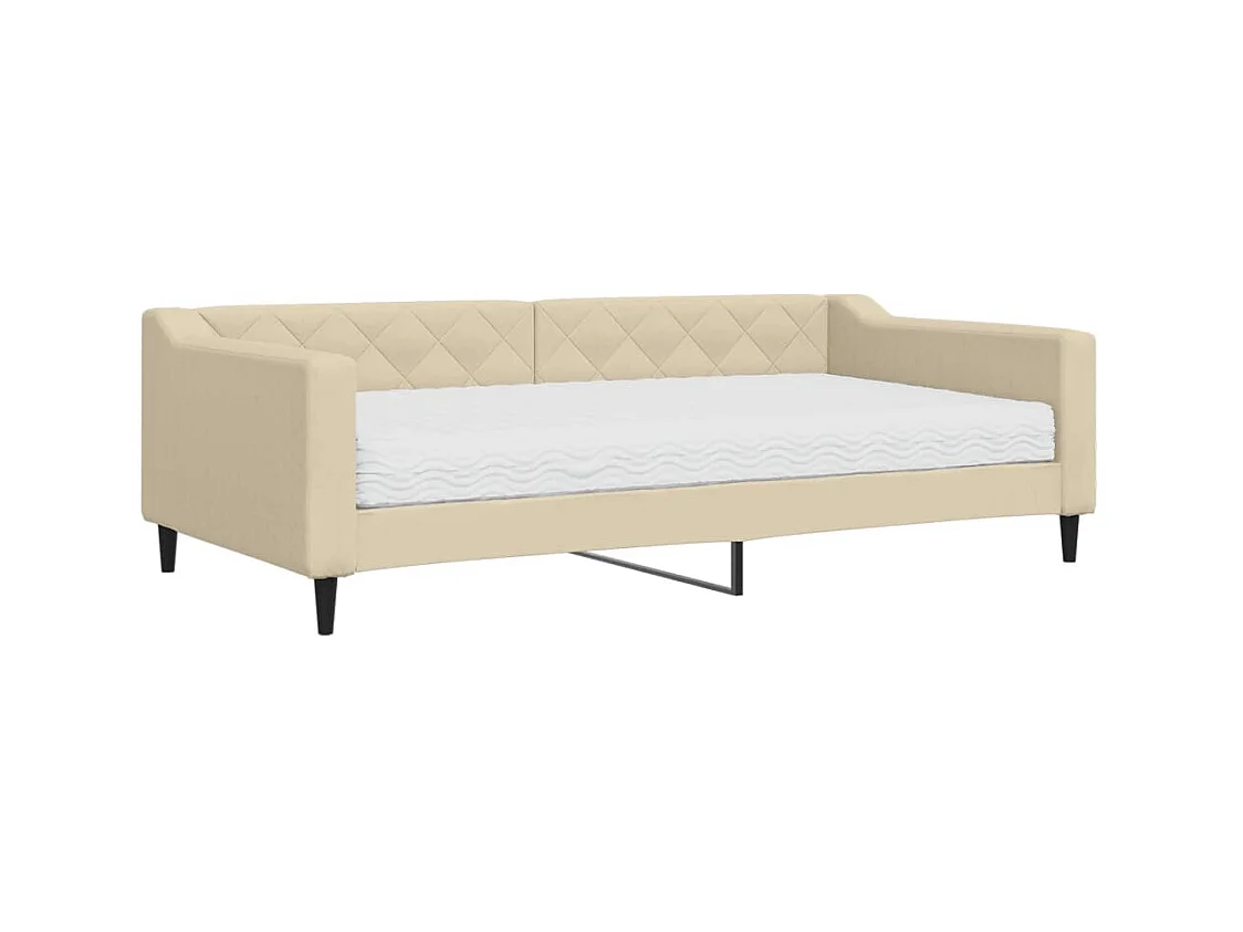 Sofá cama con colchón tela crema 100x200 cm