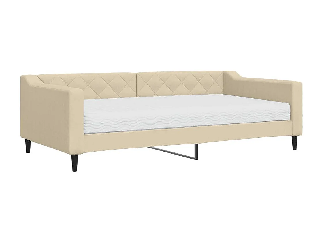 Lit de jour avec matelas crème 100x200 cm tissu