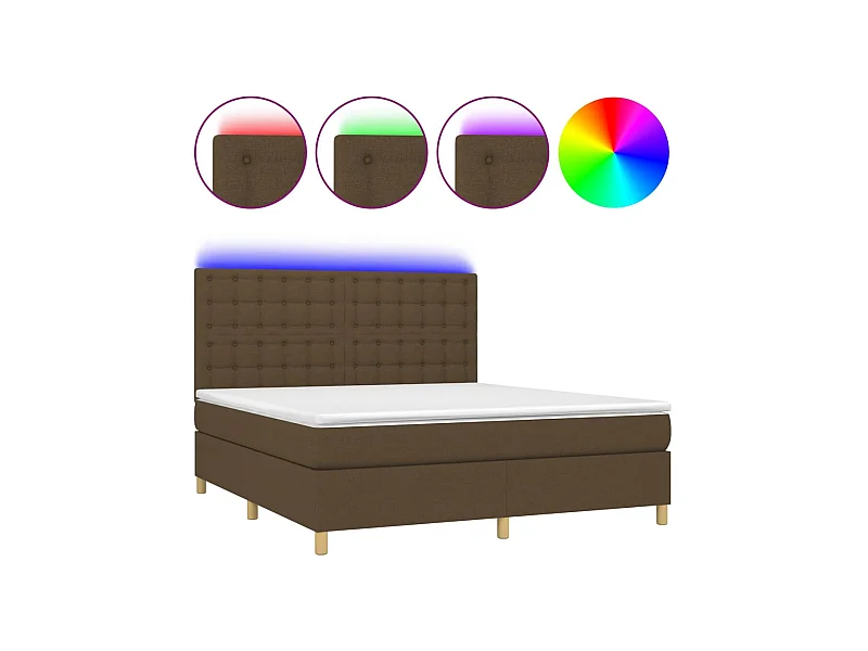 Sommier à lattes de lit matelas et LED Marron foncé 160x200 cm