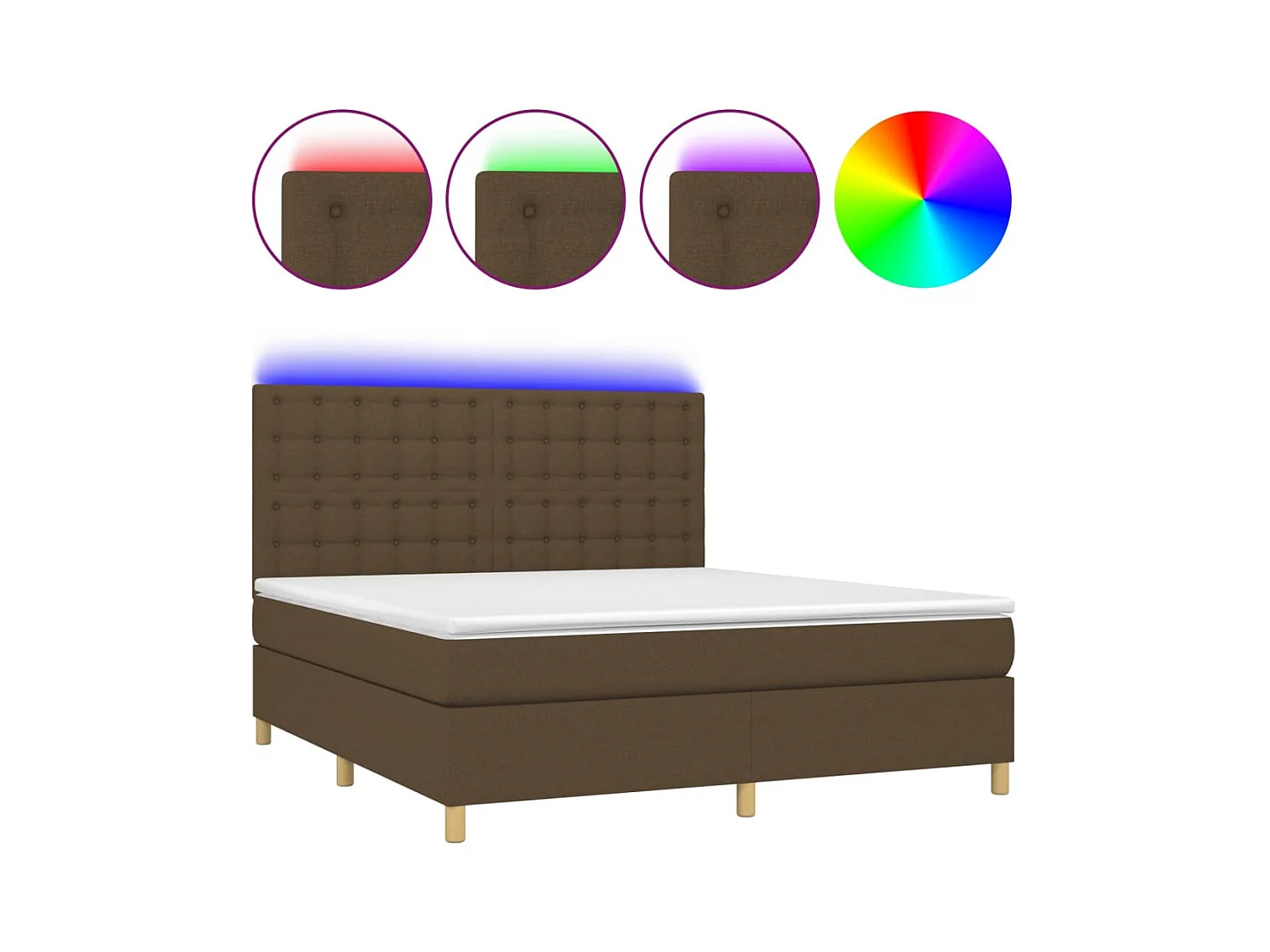 Boxspringbett mit Matratze & LED Dunkelbraun 160x200 cm Stoff