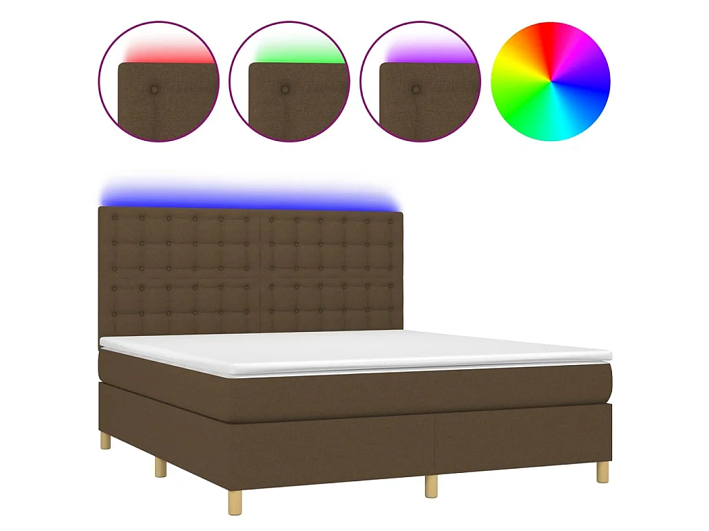 Sommier à lattes de lit matelas et LED Marron foncé 160x200 cm