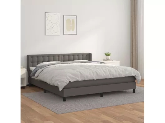 Kauf Unique Boxspringbett mit Matratze Grau 180x200 cm Kunstleder