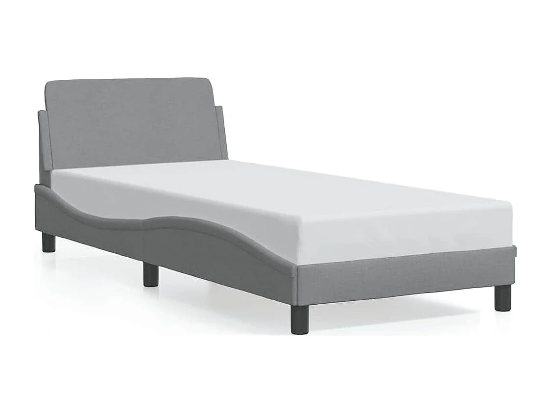 Cadre de lit Dover gris clair 90x190 cm tissu
