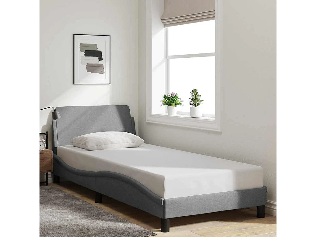 Cadre de lit Dover gris clair 90x190 cm tissu