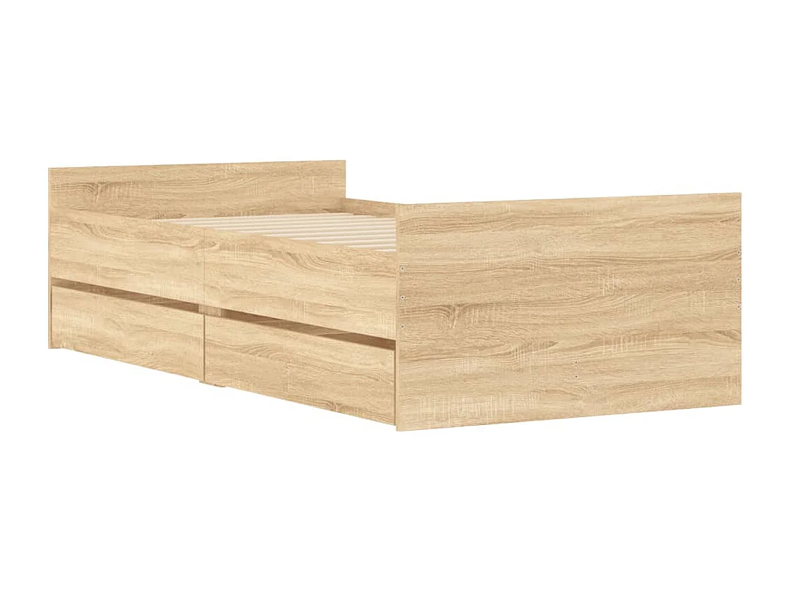 Estrutura de cama com gavetas 100x200 cm carvalho sonoma