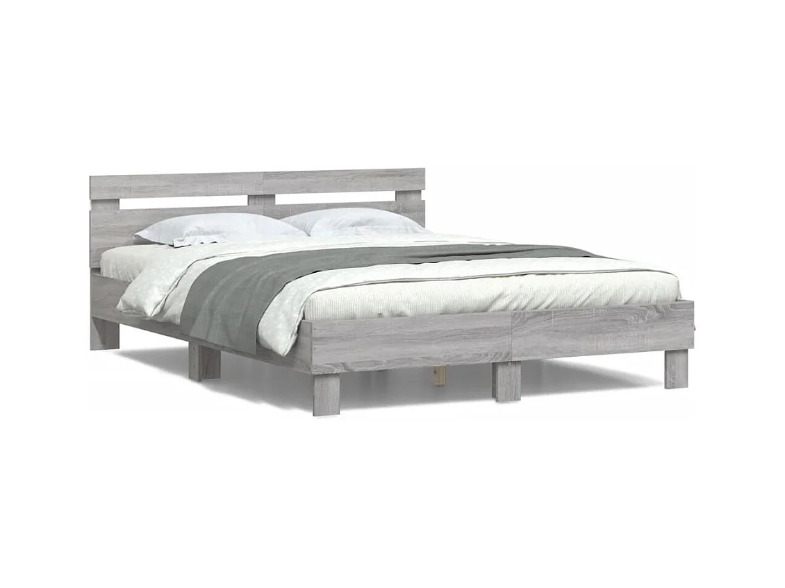 Cadre de lit avec LED sans matelas sonoma gris 140x200 cm