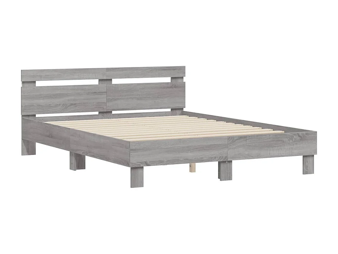 Cadre de lit avec LED sans matelas sonoma gris 140x200 cm