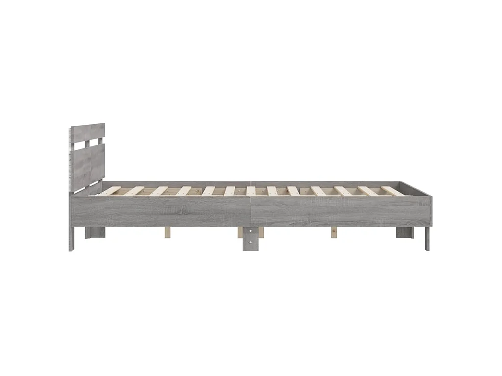 Giroletto con Testiera e LED Grigio Sonoma 140x200 cm