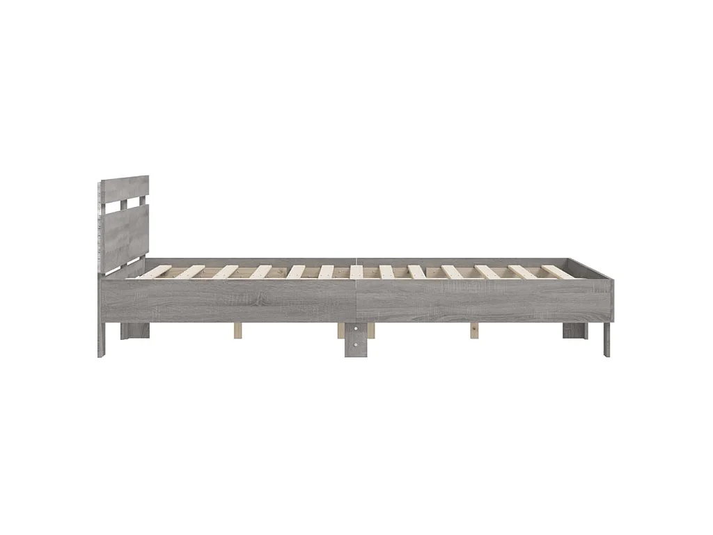 Giroletto con Testiera e LED Grigio Sonoma 140x200 cm